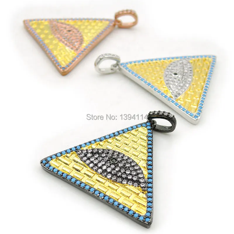 

30*28*3 мм Micro Pave Kallaite, прозрачный и черный треугольный шарм с фианитом и облегчением глаз, подходит для женщин, как аксессуар для ожерелья