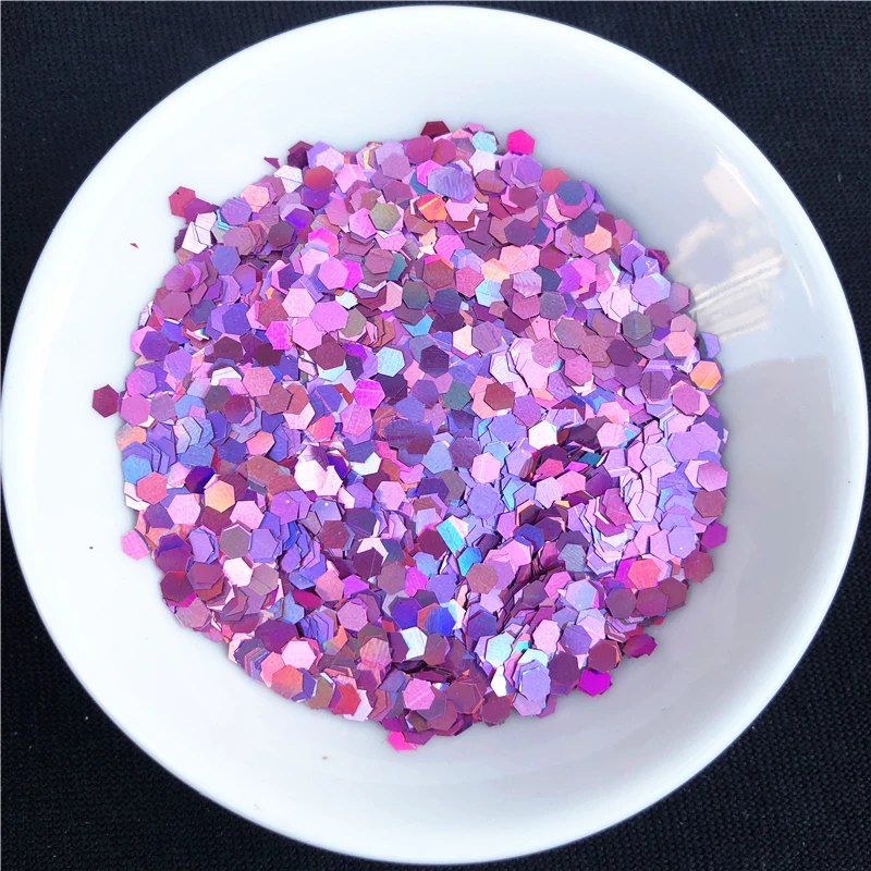 Forma hexagonal ultrafinos lantejoulas para Nail Art, Glitter Paillettes, Eco Friendly, Pet, Unhas Material Decoração, 3mm, 10g por lote