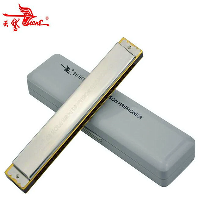 Swan 28 Holes Wide Diapason Tremolo Harmonica C Key Mouth Organ Armonica Music Instrument Swan Harmonica 28 holes Mouth Harp