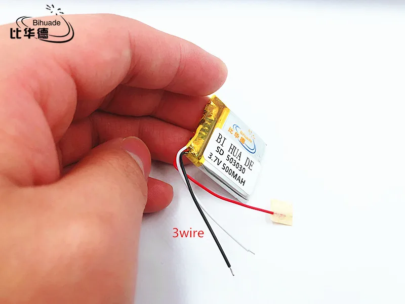 Li-Po-بطارية بوليمر مع 3 أسلاك ، 500 مللي أمبير ، 3.7 فولت ، 503030 ، بطارية ليثيوم أيون للأجهزة المحمولة ، dvr ، GPS ، MP3 ، mp4 ، مكبر صوت