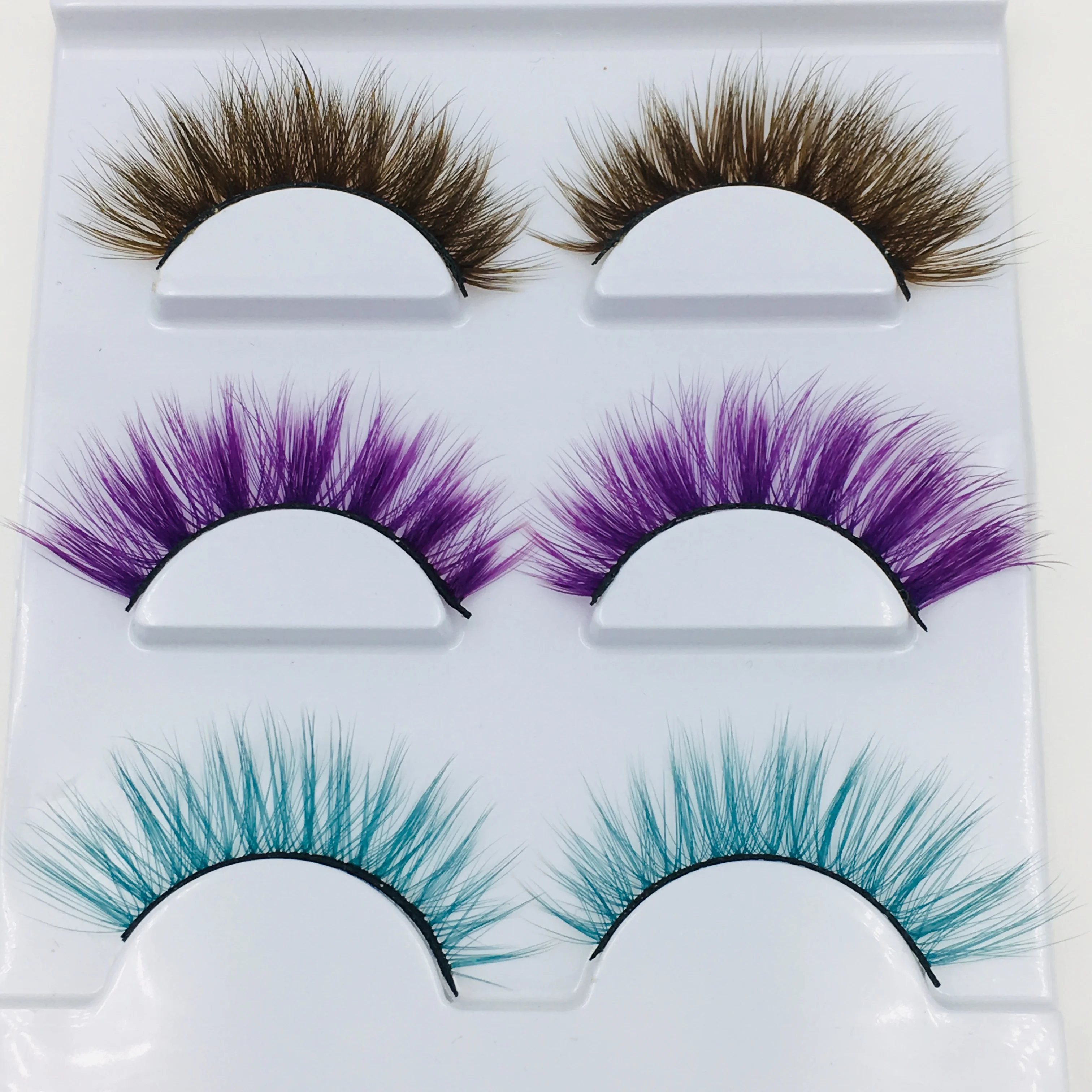 2021ใหม่3คู่สีขนตาปลอมปลอมขนตายาวแต่งหน้า3d Mink Lashes ขนตา Mink Eyelashes สำหรับความงาม