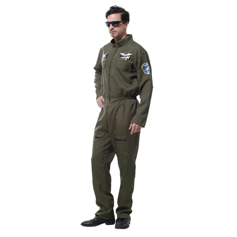 Umorden Adult Men Air Force Hero Fighter Pilot Costume Cosplay Military Soldier Flight Suit uniforme tuta