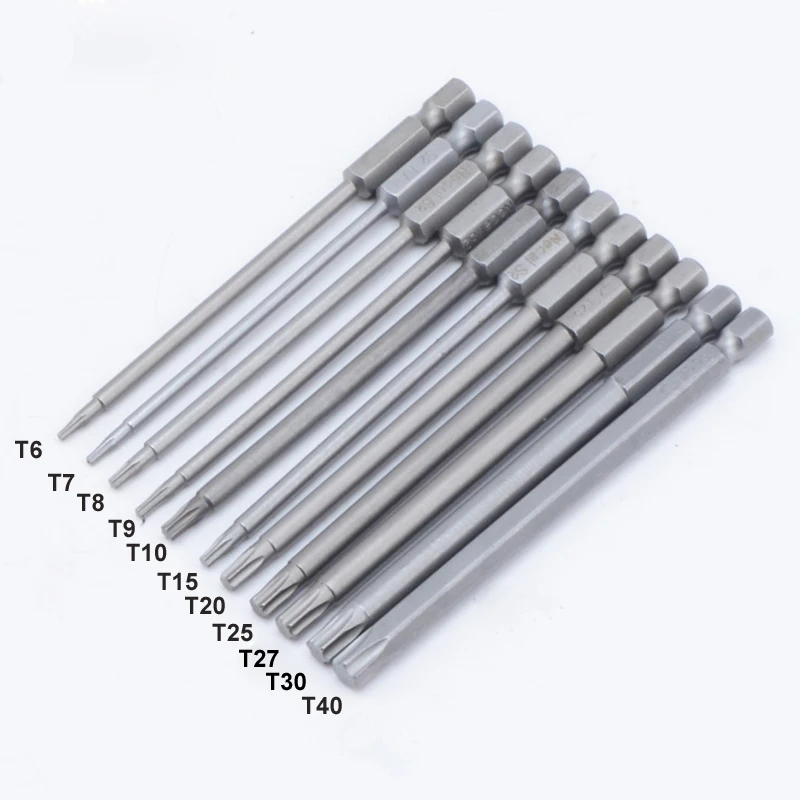 

11Pcs/Set 1/4 Inch 100mm Long T6-T40 Magnetic Torx Screwdriver Bits Kit Electric Screwdriver High Quality