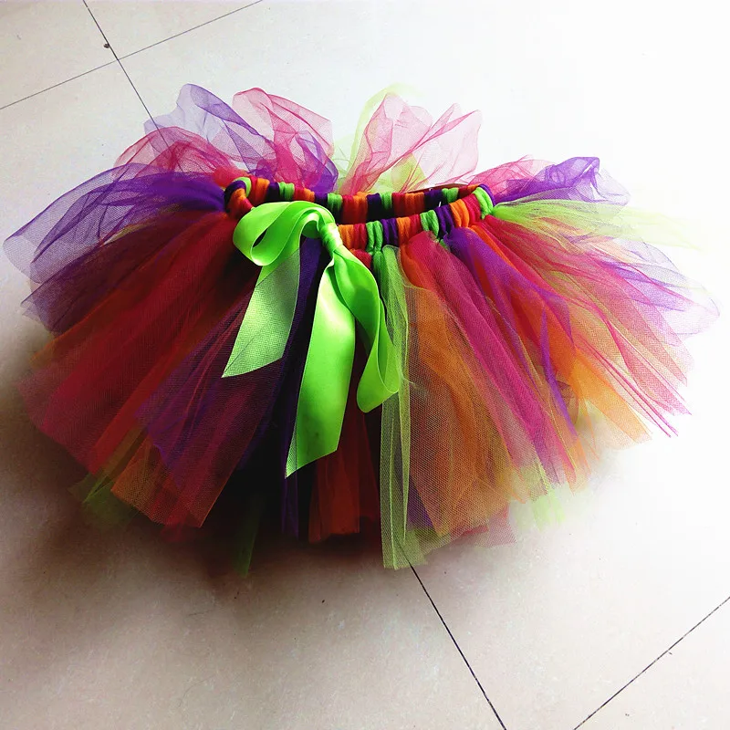 Girls Fluffy Tutu Skirt Rainbow Color Dance Ballet Tutu Skirt Girl Baby Birthday Party Wear Halloween Costume Clothing Kids