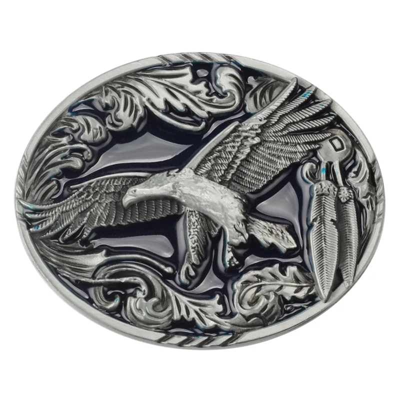 Simple point paint eagle belt buckle oval leather lead its wings