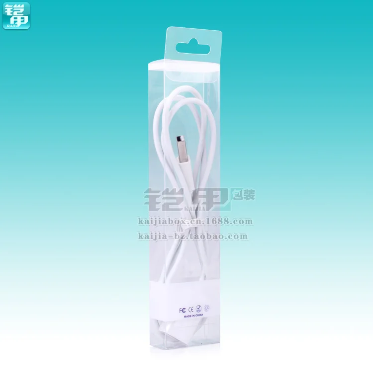 400 pcs Wholesale Clear PVC Packing box For iPhone 5 6 7 Plus Xiaomi 1 Meter USB Cable Data Line Retail Packaging Box