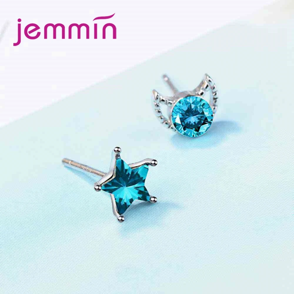 High Quality Lower Price Fashion Design Moon Star Stud Earrings For Bridal Wedding Engagement Party Gift  Pure Silver