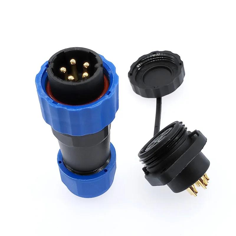 SP20 waterproof connector 2 hole flange socket 2/3/4/5/6/7/8/9/12/14Pin IP68 cable connector