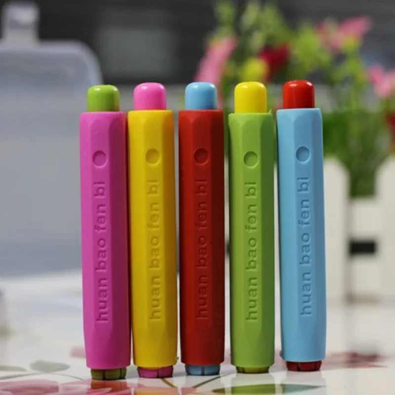 10 pcs/lot New Colorful Plastic Dustless Chalk Holder Pen Chalks clip For Teacher Porta Tiza On Blackboard Sticker Chalkboard