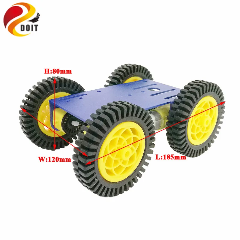 Smart Robot RC Car Kit mit 2 mm Aluminiumgehäuse, 4 Stück TT-Motor, 4 Stück 80 mm Gummirad für Arduino-Projekte