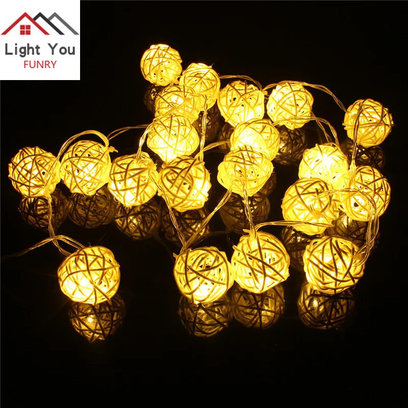 220V/110V 4.5M 20LED Rotan Bal Vorm Decoratie Lamp Kerst Led Outdoor Tuin Decoratie Lamp Snaar