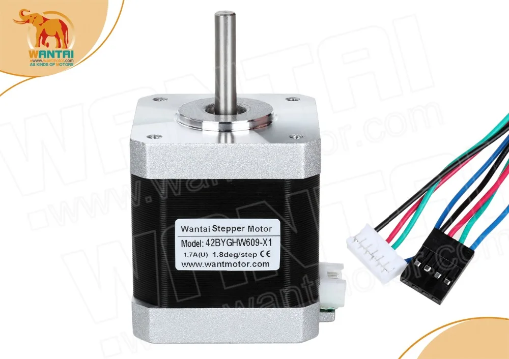 Wantai 3PCs Nema 17 Stepper Motor 42BYGHW609-X1 4000g-cm 40mm 1.7A with single flat shaft,  Connectors 1000MM Leads