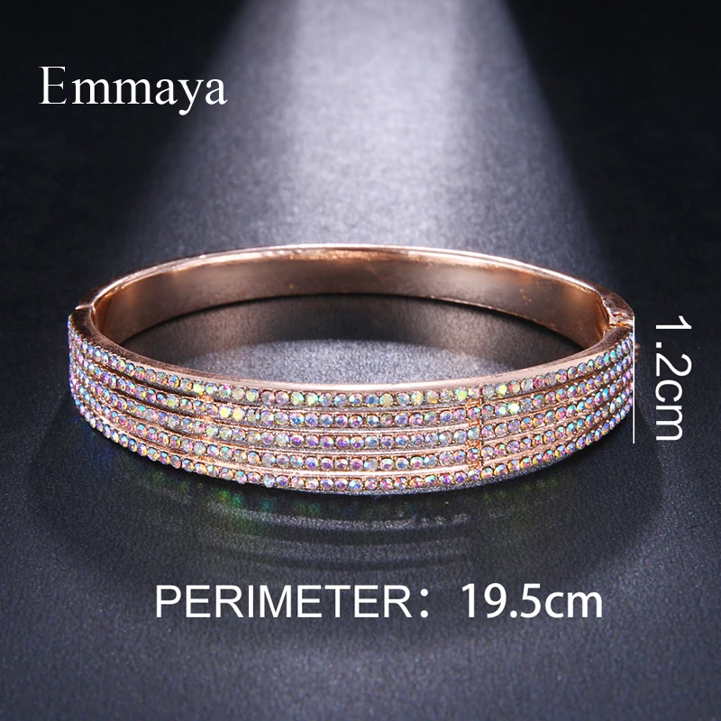 Emmaya New Arrival CZ Zircon Stone Rose Gold color Gun Black Bangle Fashion Women Bracelet Jewelry Wedding Party