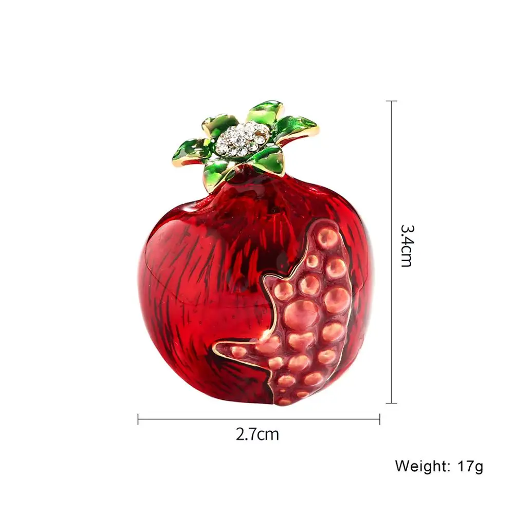 Trendy Enamel Fruit Shape Red Pomegranate Brooch for Women Green Leaf Cherry Brooches Suit Lapel Pin Clothing Scarf Badges