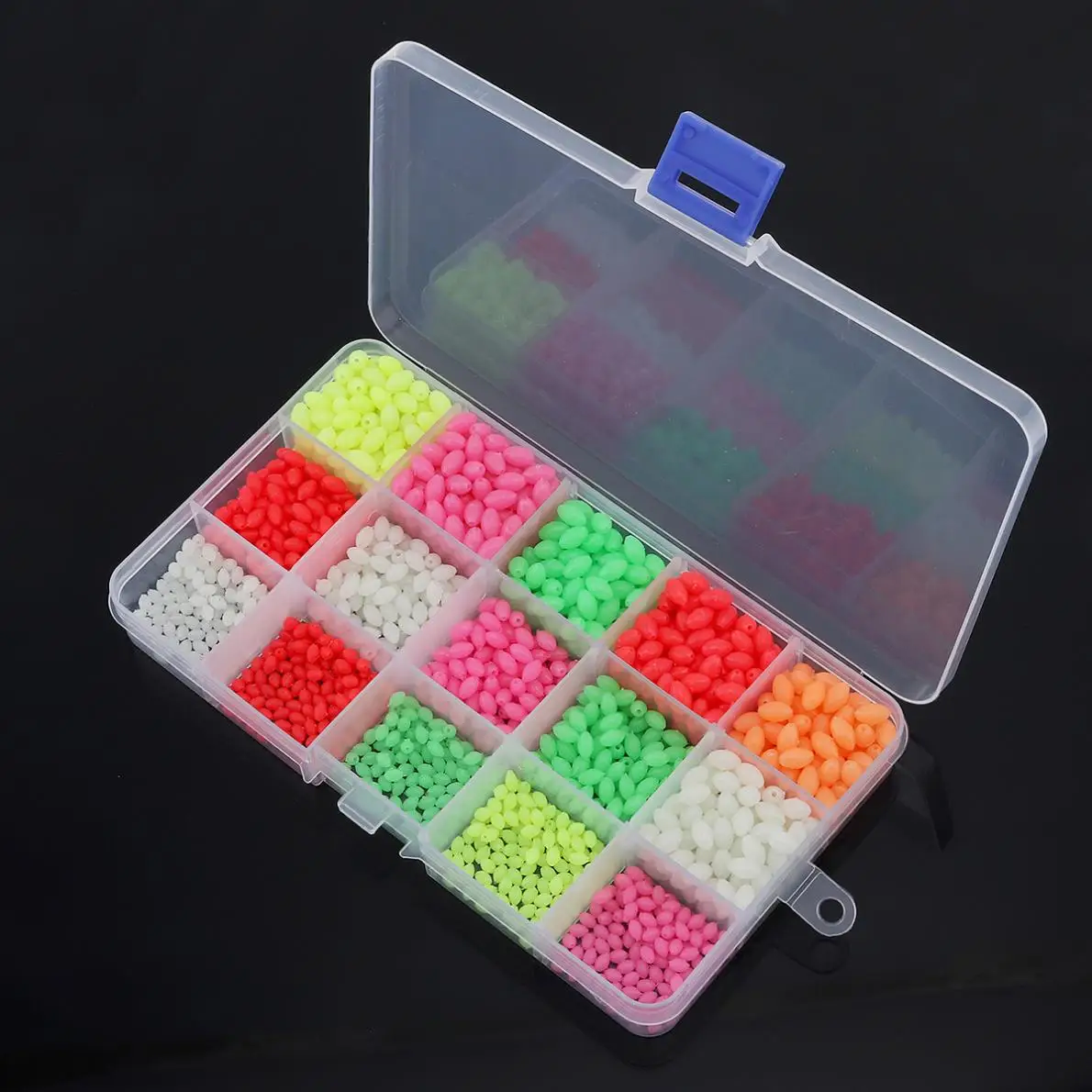 1500pcs Colorful Oval Hard Luminous Fishing Beads 3 x 4mm 4 x 6mm 5 x 8mm 3 Sizes Mixed Sea Fishing Lure Floating Float with Box