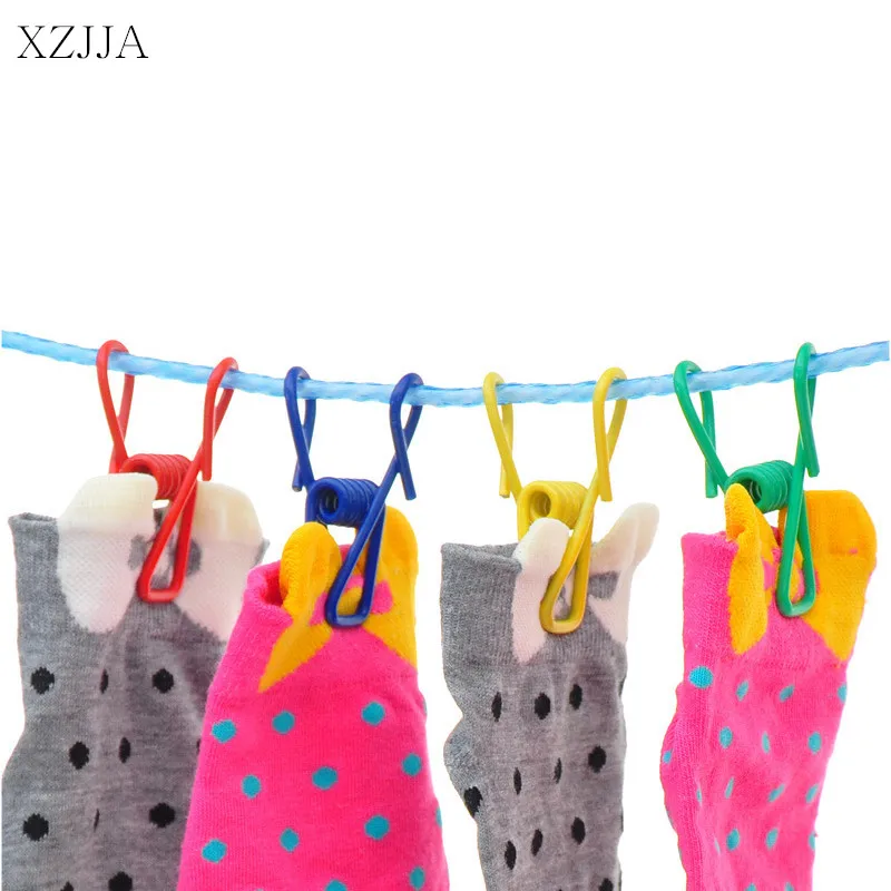 

XZJJA 20Pcs Colorized Stainless Steel Clothes Pegs Hanging Clothes Pins Clothespins Cute Beach Towel Clips Home Bed Sheet Clamps