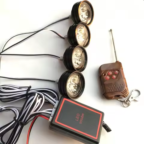 4x 9W Strong Car flashlight grill grid Strobe headlight Wireless RF Remote Control eagle eye Led Daytime running Fog light 12v
