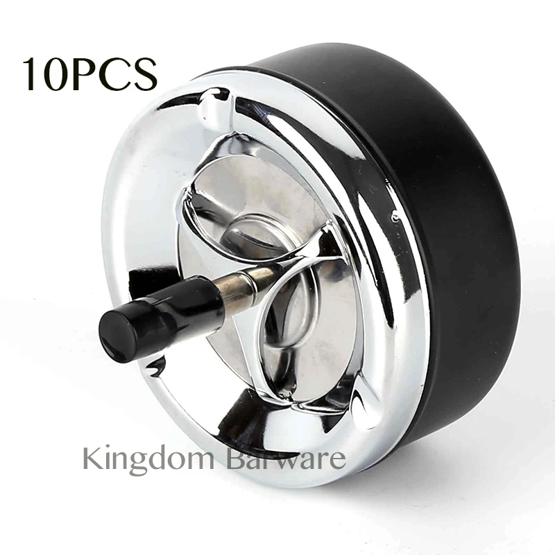 

Free Shipping 10PCS Round Push Down Ashtray with Spinning Tray Black