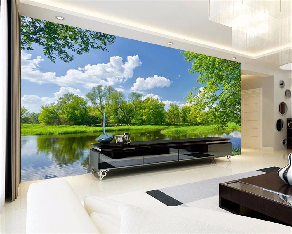 Beibehang wallpaper for walls 3 d  background grass blue sky wallpaper restaurant home decoration living room 3d wallpaper mural