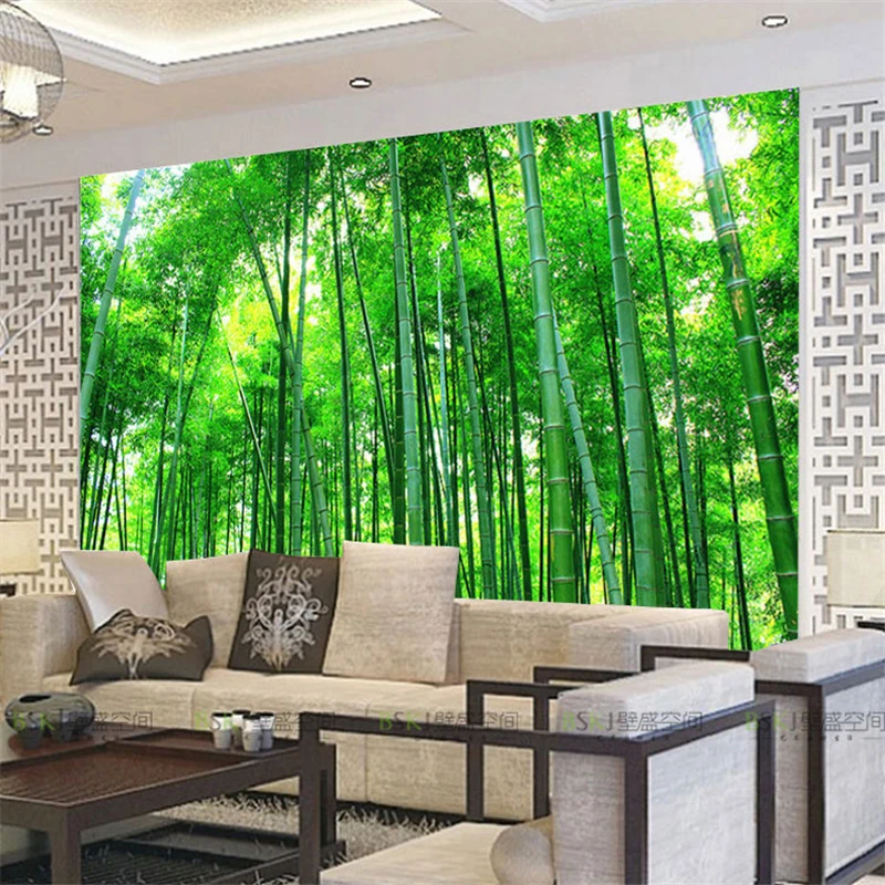 beibehang Custom 3d stereoscopic sofa TV background wallpaper TV wall drawing bamboo Lin Fengjing large custom papel de parede