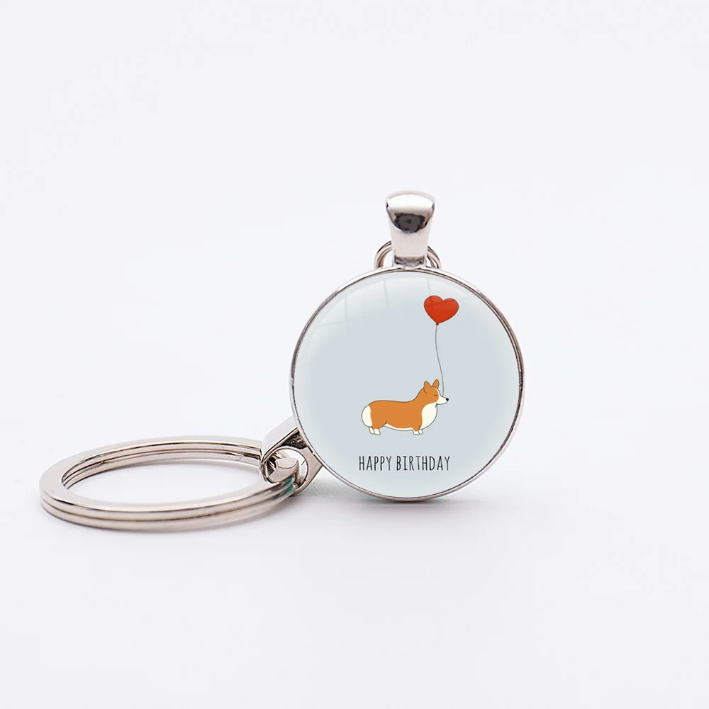 Fashion Cute Corgi Keychain Animal Charm Kawaii Corgi Silver Plated Keychains Keyrings Dog keyrings for a woman