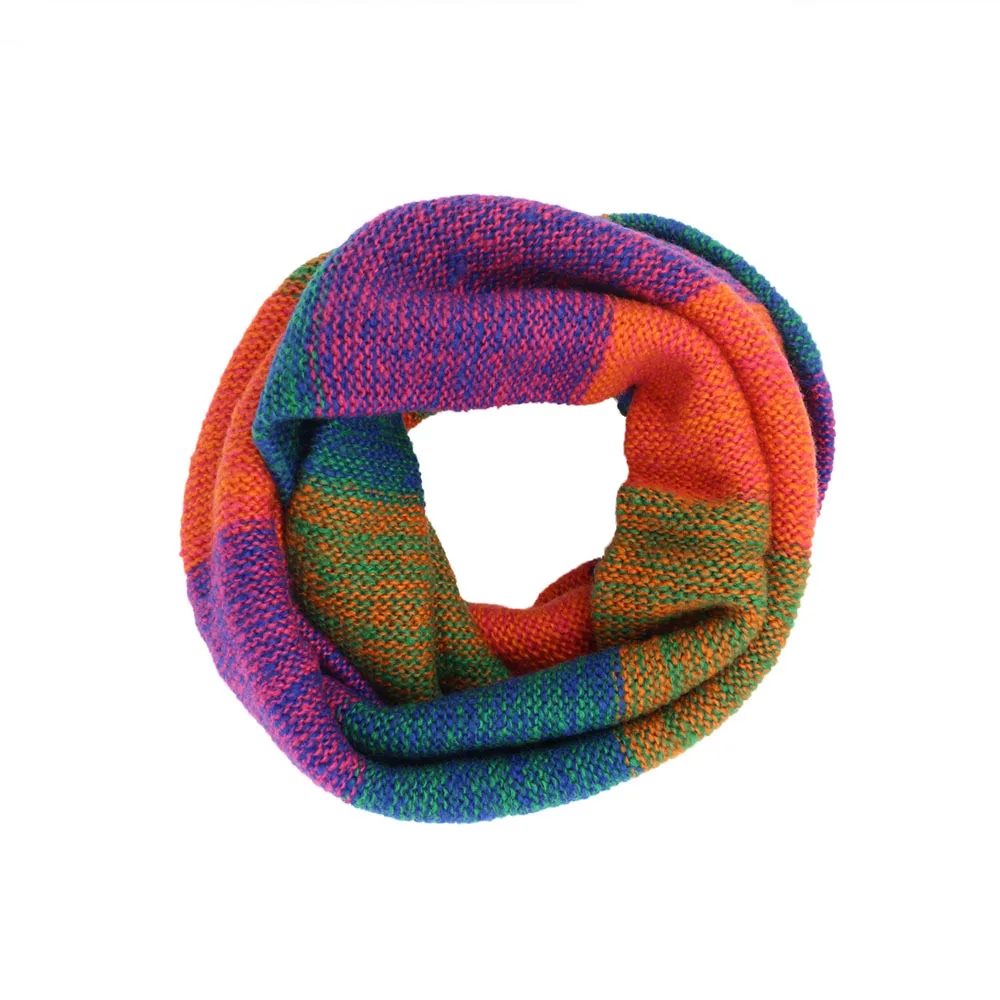 Knit Infinity Loop Scarf Winter Women Fashion ring Circle Collar Plaid Mohair Neck Warmer