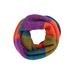 Knit Infinity Loop Scarf Winter Women Fashion ring Circle Collar Plaid Mohair Neck Warmer