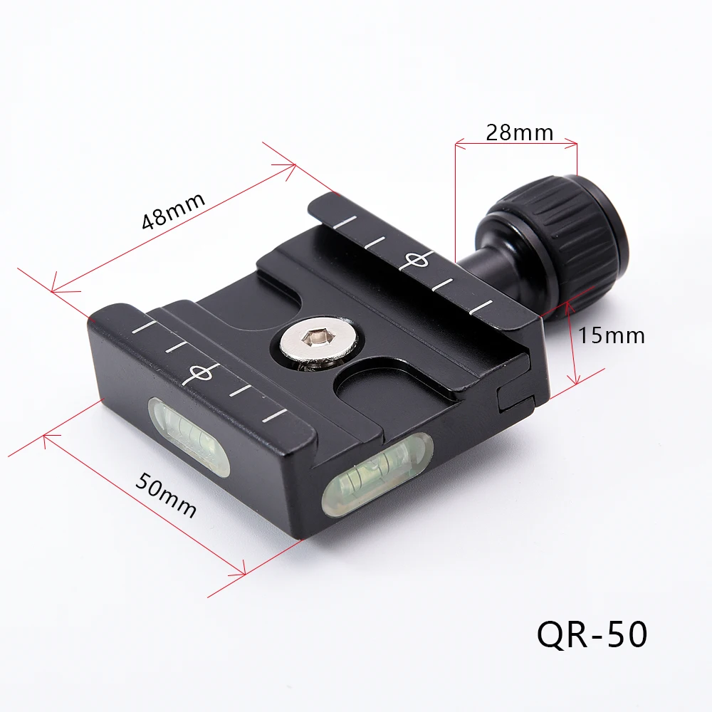 

QR-50 Adapter Plate Square Clamp with Gradienter for Quick Release Plate for Tripod Ball Head Arca Swiss RRS Wimberley Benro