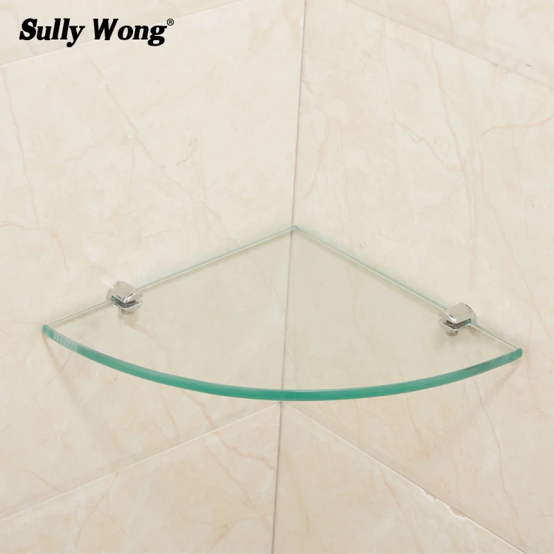 Sully House Bathroom Corner 8mm Thickness Tempered Glass Shelf,bathroom triangle glass shelves,bodywash shampoo Shower room Rack