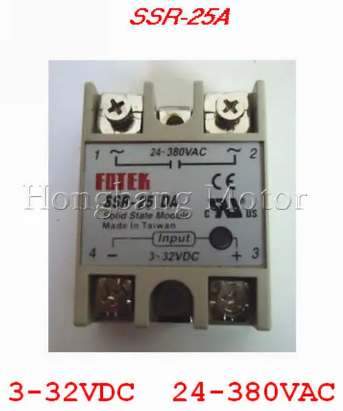 5pcs  25A SSR,input 3-32V DC output 24-380V AC single phase solid state relay SSR-25DA