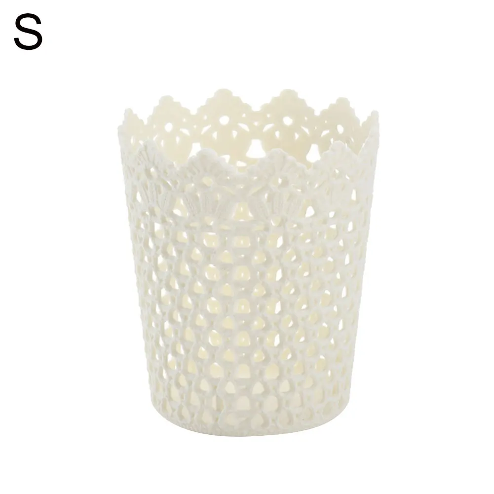 Plastic Storage Basket Multifunctional Hollow Flower Cylinder Pen Holder Makeup Brush Storage Basket Holder Desktop Organizer