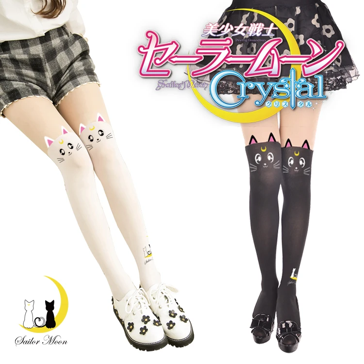 Sexy Anime Sailor Moon Crystal Stockings Cosplay Costume Women Luna Cat Pantyhose Silk Tights Leggings Lolita Cartoon Socks