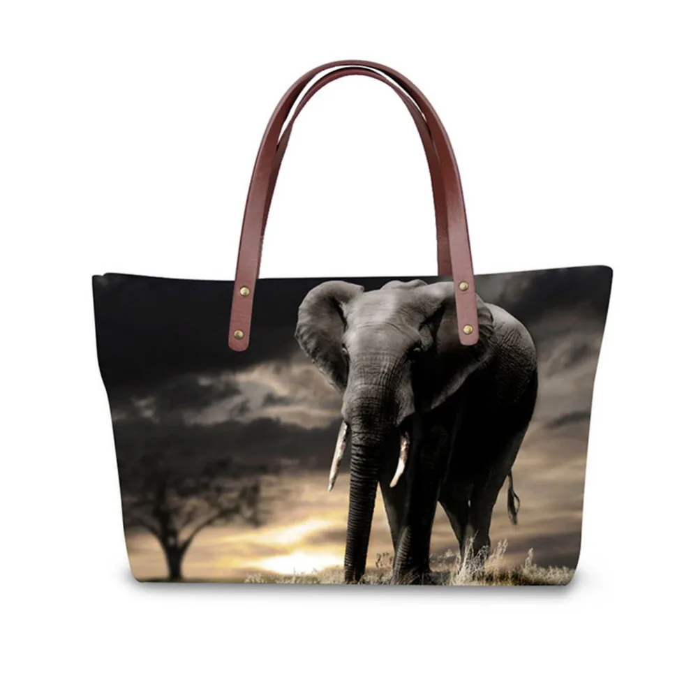 3D Elephant print ladies handbag women lovely note pattern handbags handbag+messenger bag+purse multifuction bags