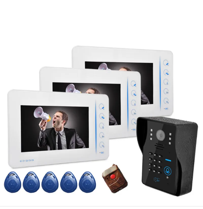 

7 Inch Password/RIFD Card / Remote Control Video Door Phone Support External Camera