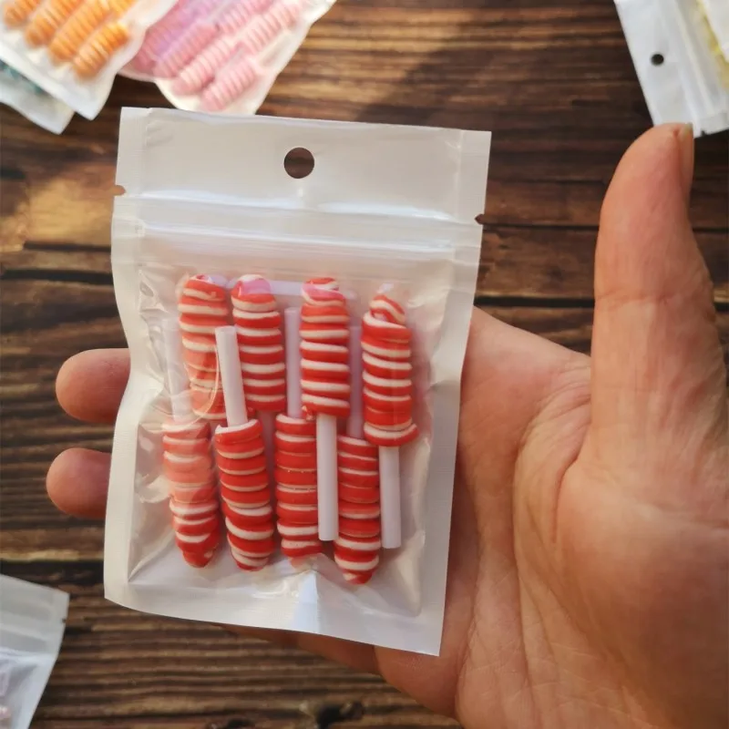 8 Stück Cabochons aus Kunstharz mit flacher Rückseite, Pastell-Konfetti-Charms, Süßigkeiten, Lutscher, Süßigkeiten, weicher Ton für Kinder, DIY-Telefondekoration – Detail 6