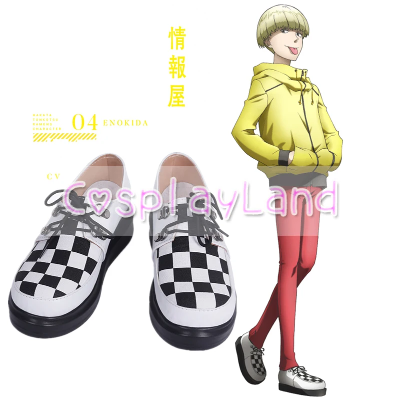 Hakata Tonkotsu Ramens Enokida Anime Cosplay White Black Shoes for Adult Men Shoes Costume Accessories Custom Made