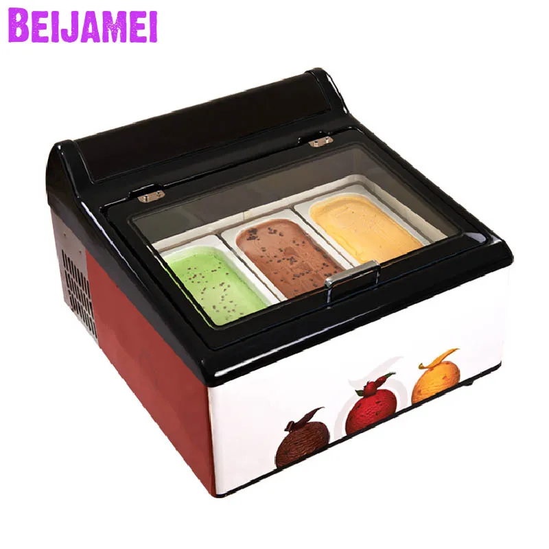 BEIJAMEI Commercial hard Ice cream display showcase 3 Pots electric Ice cream freezer Freezing machine