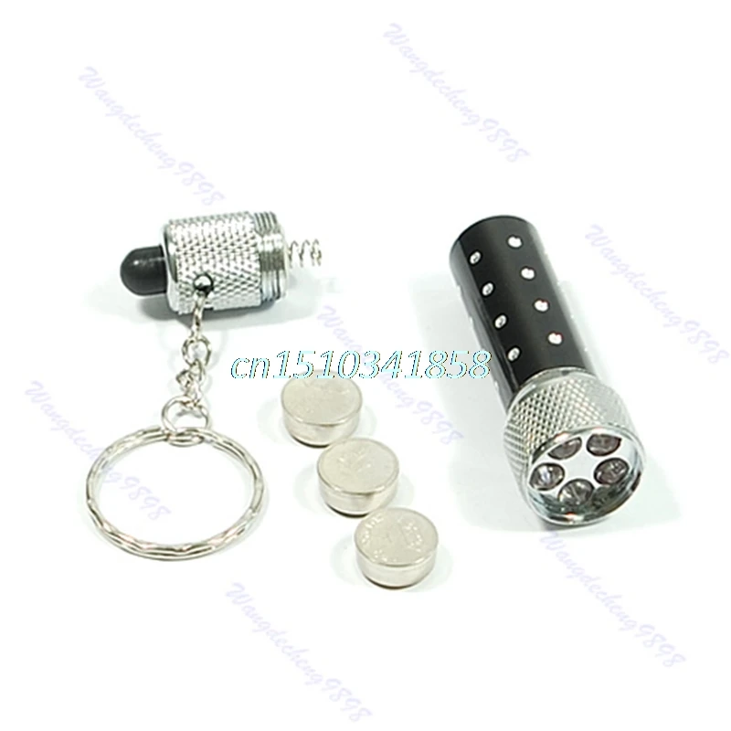 1Pc 5 Mini LED Flashlight Torch Key Chain Key Ring Keychain Black New #Y51#