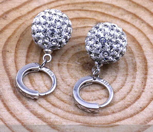 BYSPT Fashion Silver color Round Disc Ball Stud Earrings Austrian Crystal Rhinestone Earring For Women Wedding Jewelry