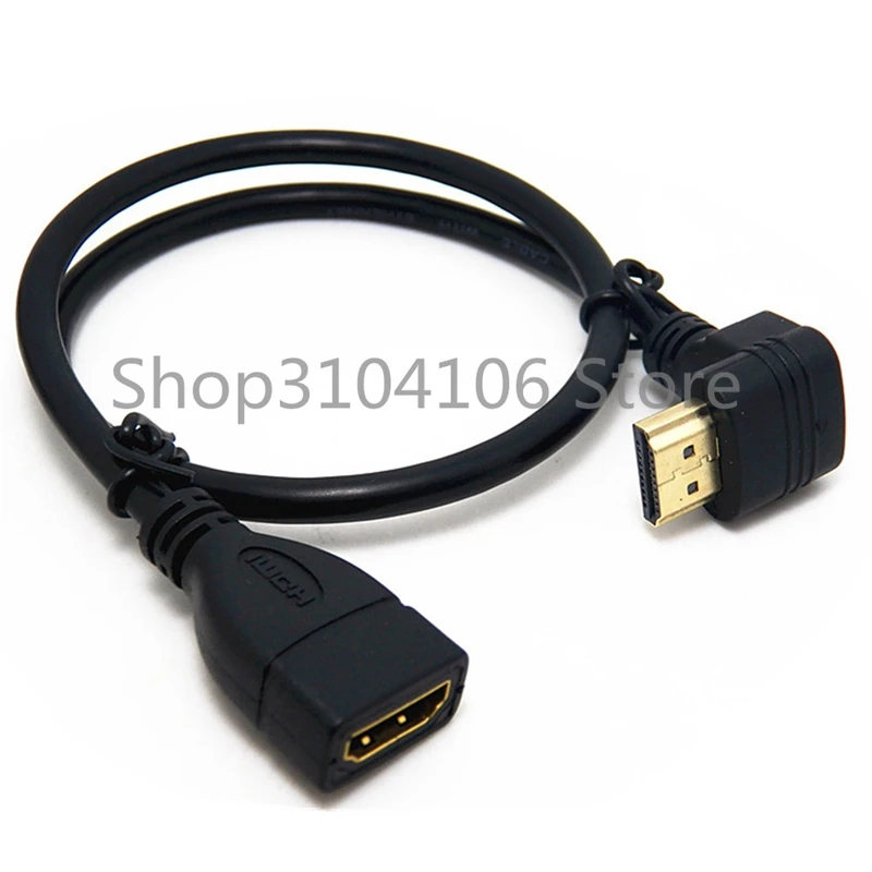 كابل عالي السرعة 90 درجة لأعلى ولأسفل واليسار واليمين متوافق مع HDMI ذكر إلى HD أنثى V1.4 للتلفزيون الصوتي 1080P DVD 0.5 متر