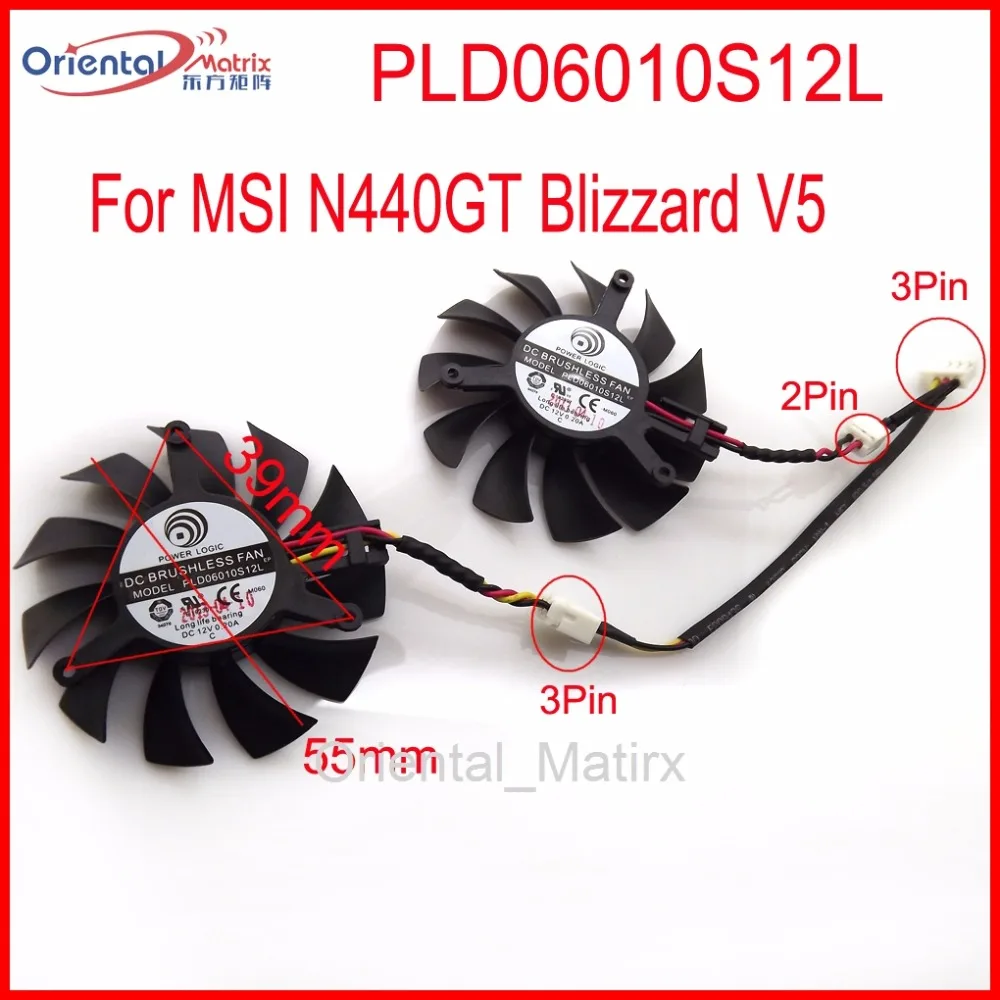 PLD06010S12L 55mm 12V 0.20A 3Pin VGA Fan For MSI N440GT Blizzard V5 Graphics Card Cooling Fan