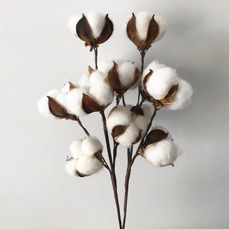6 Head Dried Flower artificial cotton flower Branch single branch simulation flower wedding decoration for home party office image 2