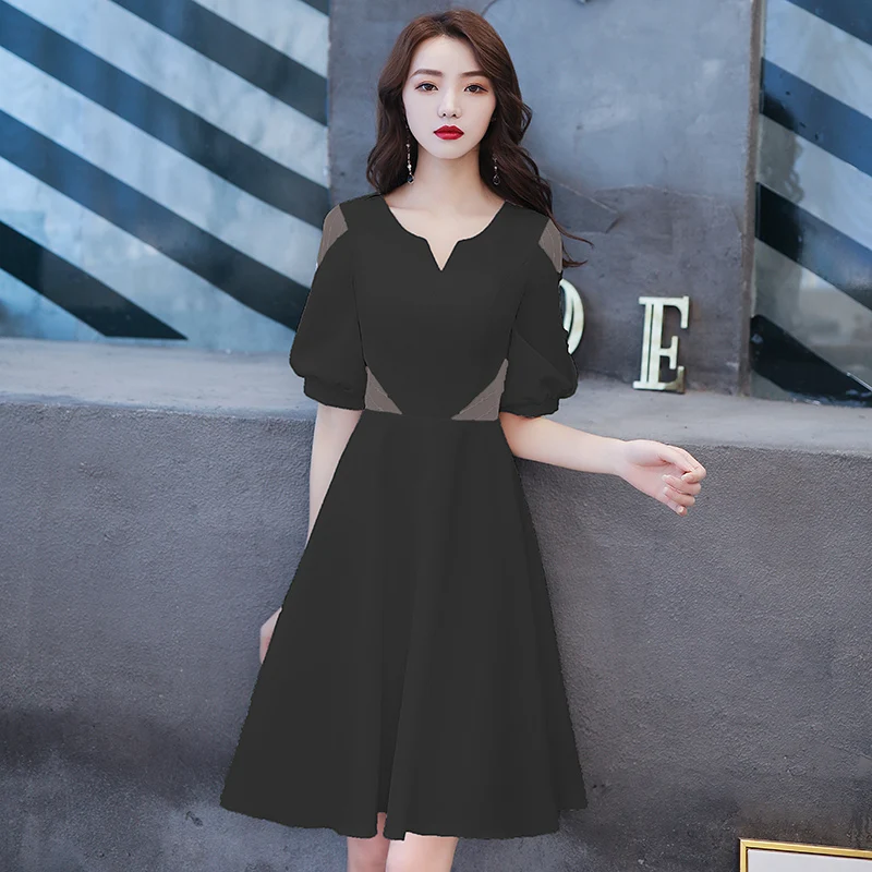 Robe de soiree Short Simple Elegant Slim V-Neck Pupil Tuxedo evening dress vestido de festa Banquet Prom dresses Party dresses