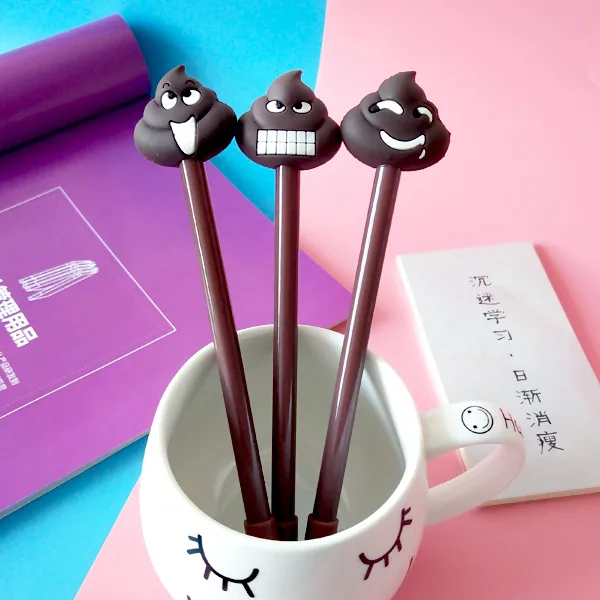 14 Pcs  Lovely Cartoon Lifelike Poop Model Water Signature Gel Ink Pen/ Student Office Stationery /Children Prize Gift