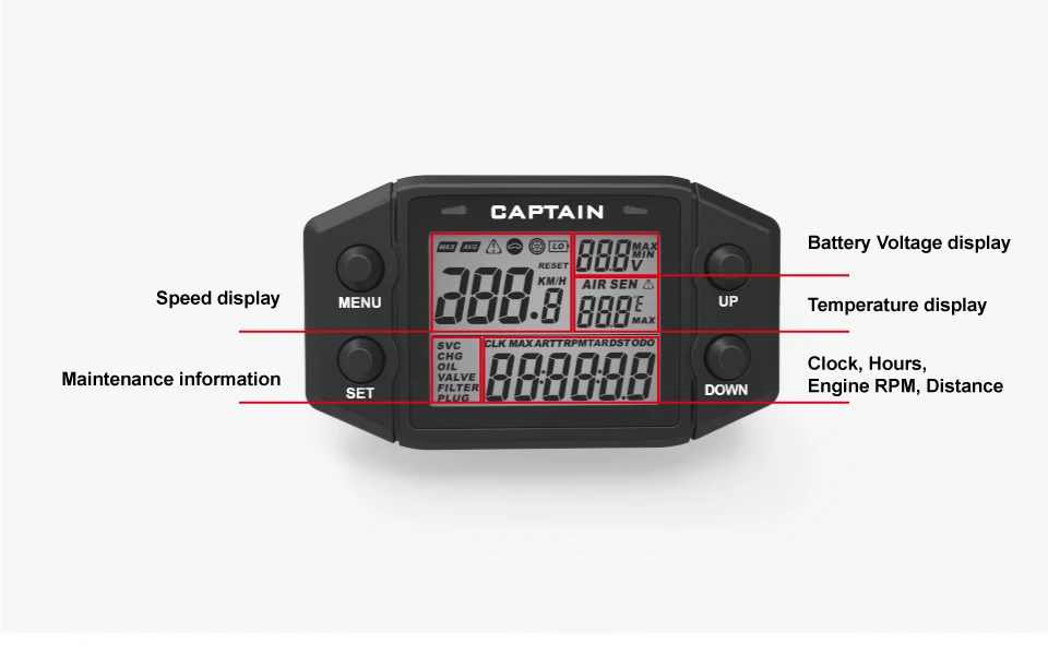 Drehzahl messer Multifunktions-Stunden zähler digitaler Motor drehzahl messer mit Voltmeter-Service-Erinnerungs messer hm400 – Detail 4