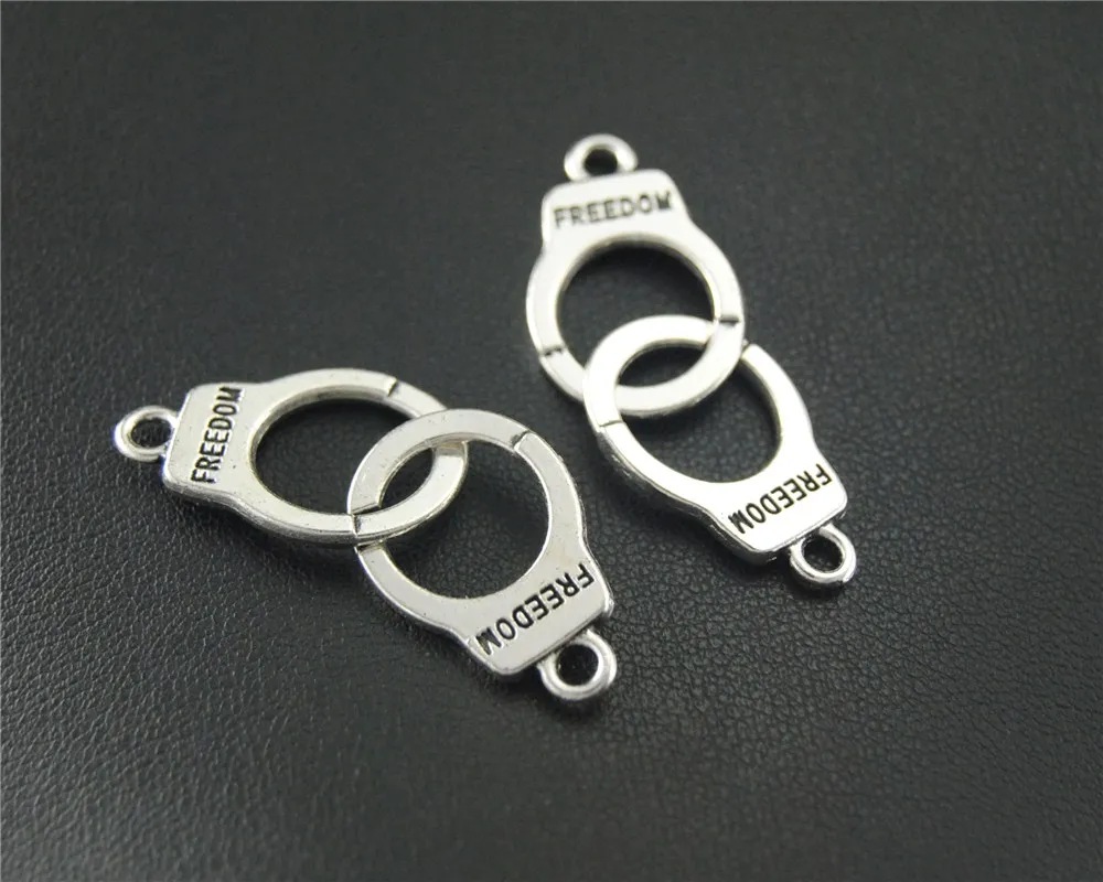 20pcs  Silver Color Metal Freedom Handcuffs Charm DIY Handmade Pendants Jewelry Findings