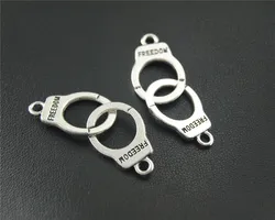 20pcs  Silver Color Metal Freedom Handcuffs Charm DIY Handmade Pendants Jewelry Findings