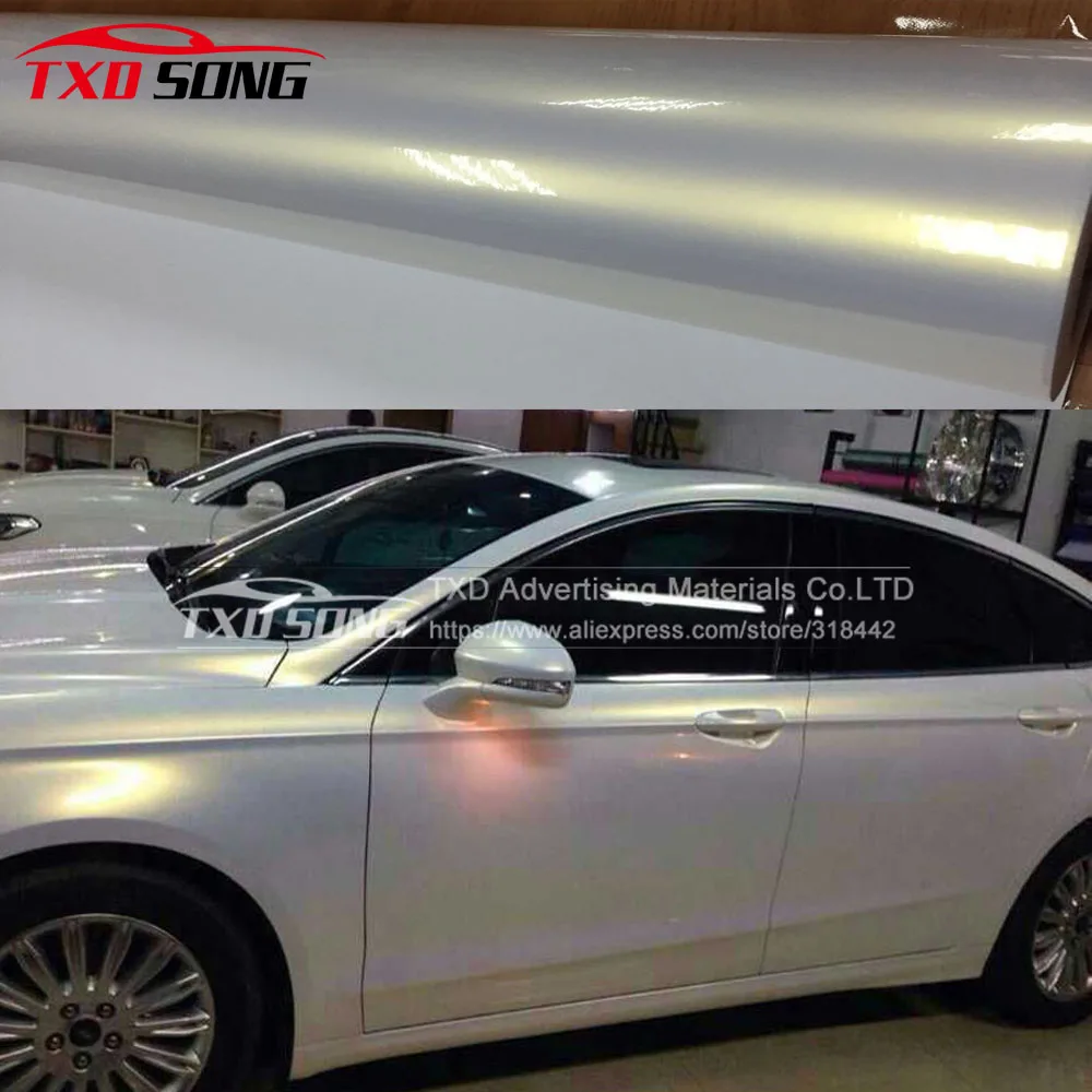 10/20/30/40/50/60CM/Lot Premium quality Chameleon White to Gold Vinyl Sticker Pearl glossy vinyl film for car wrapping free ship