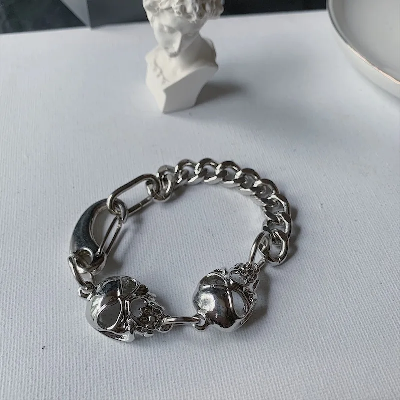 Fashion Retro Cold Wind Double Metal Bracelet Ghost Head Metal Tide People With Accessories Hot Sale