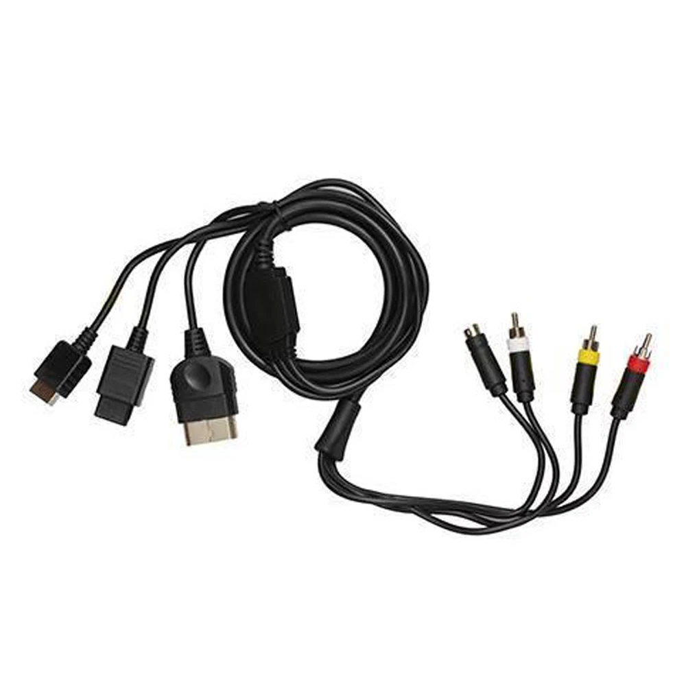 500PCS High quality 6in1 av audio cable s-video cable for Xbox/PS1/PS2/N GC/N64/SNES